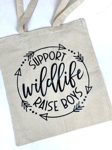 Support Wildlife Raise Boys Cotton Tote Bag, Lightweight Thin Natural Cotton Tote Bag, Honey Bee Reusable Tote Bag, Vinyl Bee Kind Tote, Farmers Market Bag