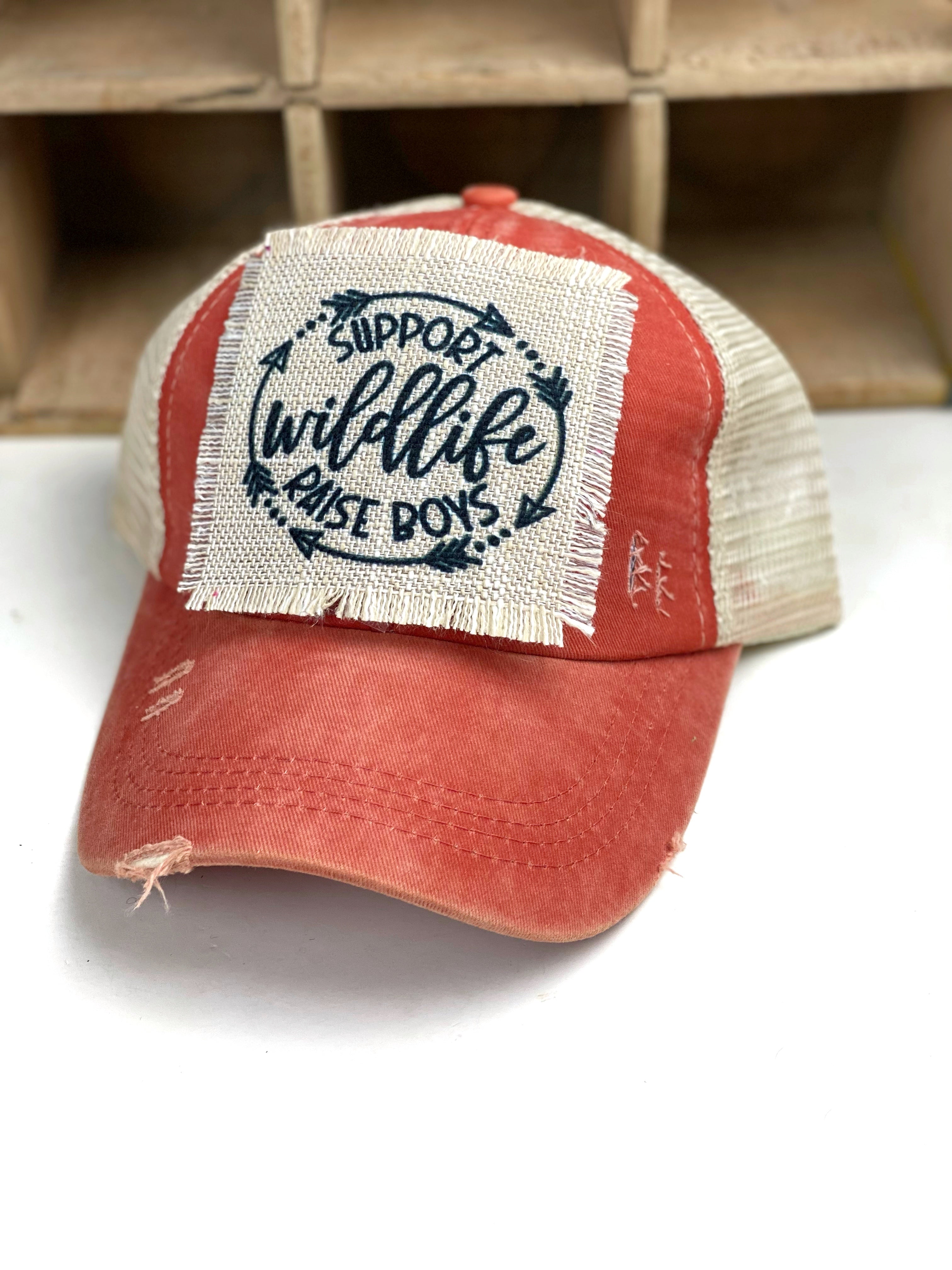 Support Wildlife Raise Boys Camo Mesh Trucker Hat, Camouflage Ponytail Baseball Cap, Hat Patch