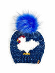 River Run Furry Chicken Beanie Wool Blend Womens Adult Hat Faux Fur Pom Pom Hat