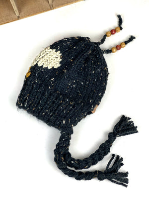 Chicken Toboggan Braided Earflap Ponytail Hat Obsidian Wool Blend Women’s Hat Beanie