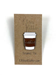 Coffee To Go Cup Enamel Pin, Cup of Coffee Hard Enamel Bag Pin, Collector Pin, Project Bag Coffee Pin, Coffee Cup Pin
