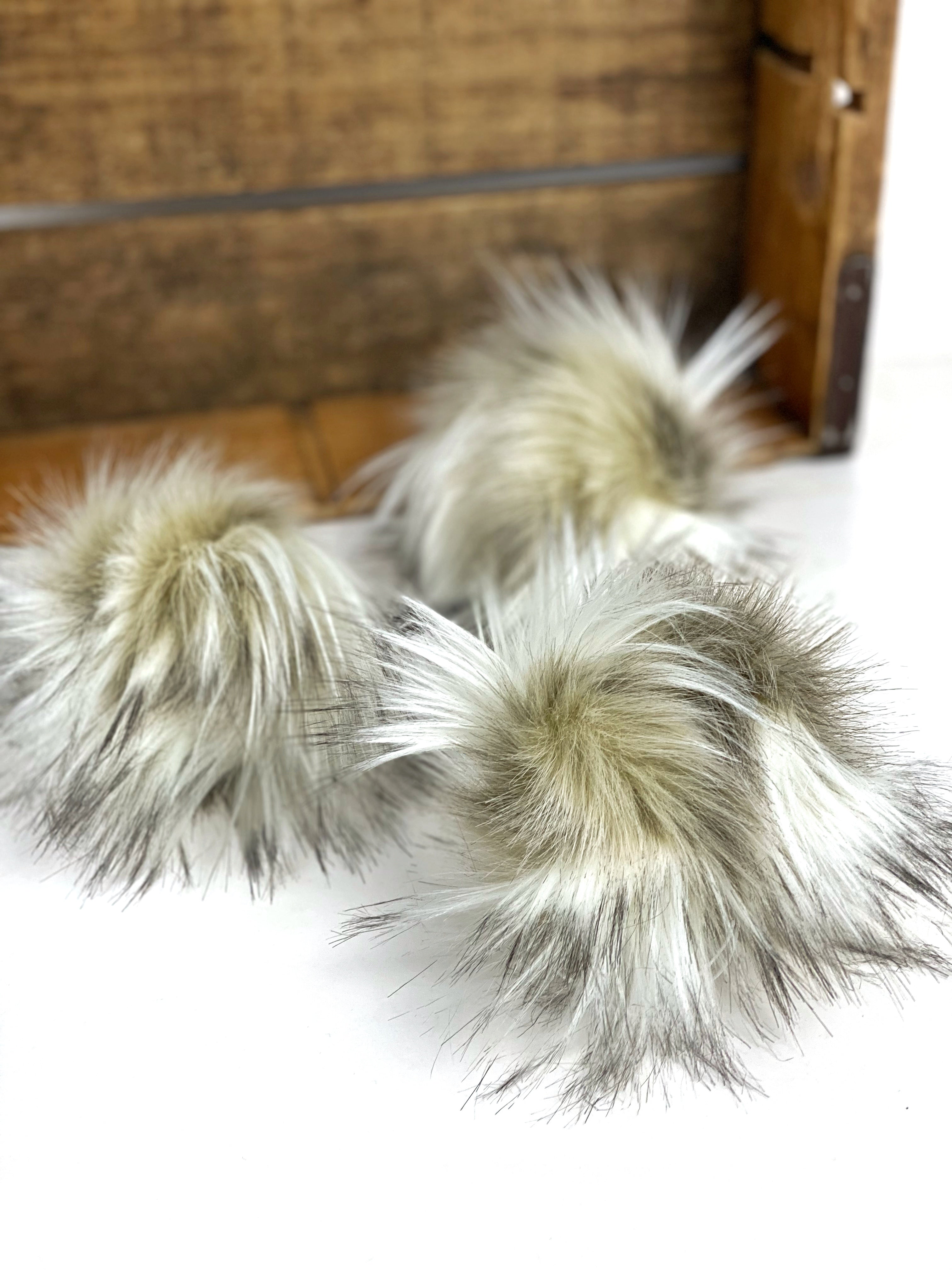 Faux Fur Pom Pom "Tundra" for Knit and Crochet Hats Beanies Toques Handmade by Kitchen Klutter