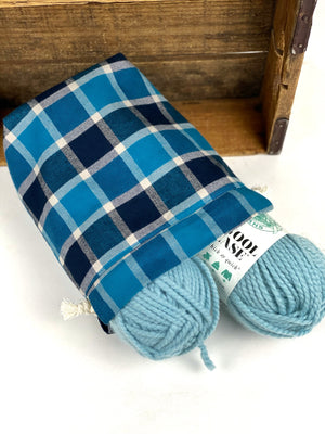 Wool or Flannel Small Sock or Hat Drawstring Project Shoe Storage Bag