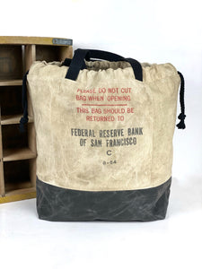 Vintage San Francisco Federal Reserve Bank US Mint Upcycled Money Bag Canvas Tote Project Beach Carryall