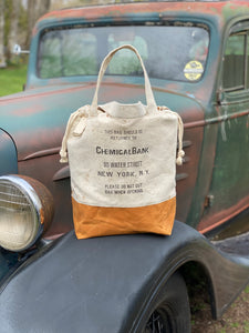 Vintage Chemical Bank Upcylced Money Bag Canvas Tote Project Beach Carryall