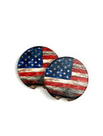 Distressed American Flag Car Coasters Ceramic Stone Sublimation Set of 2