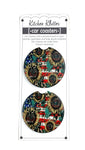 Sunflower Leopard USA Car Coasters Ceramic Stone Sublimation Set of 2