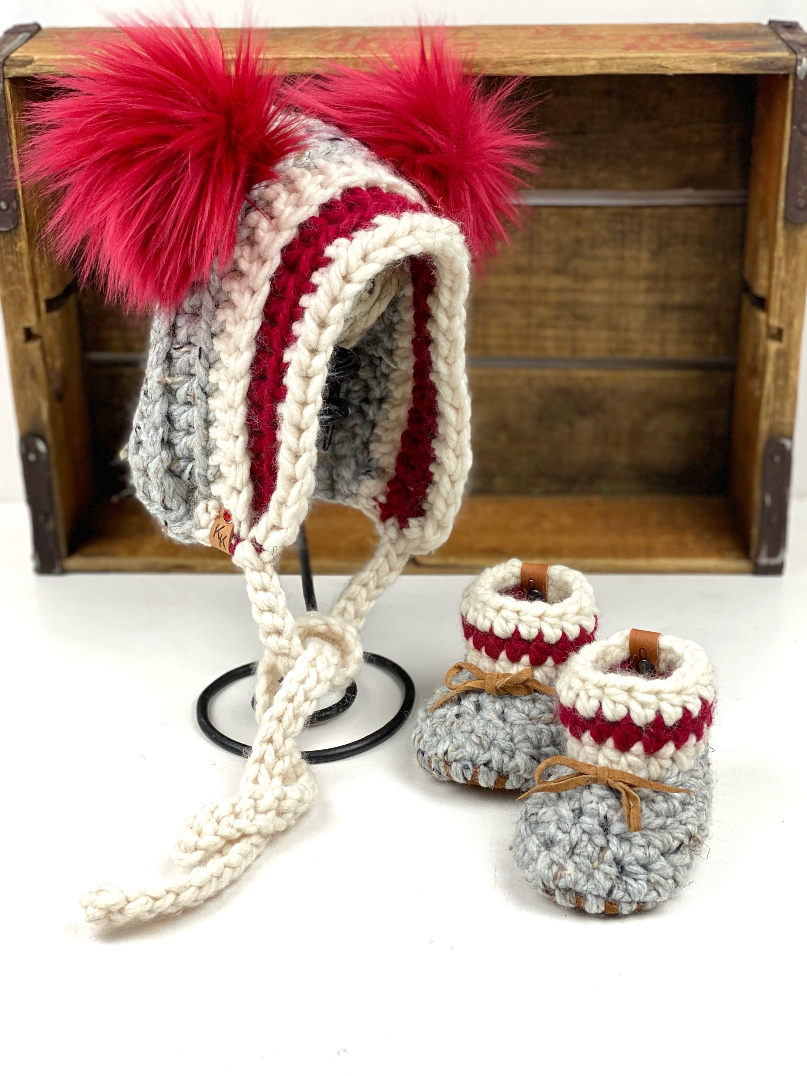 Sock Monkey Padraig Crocheted Suede Sole Baby Booties Handmade