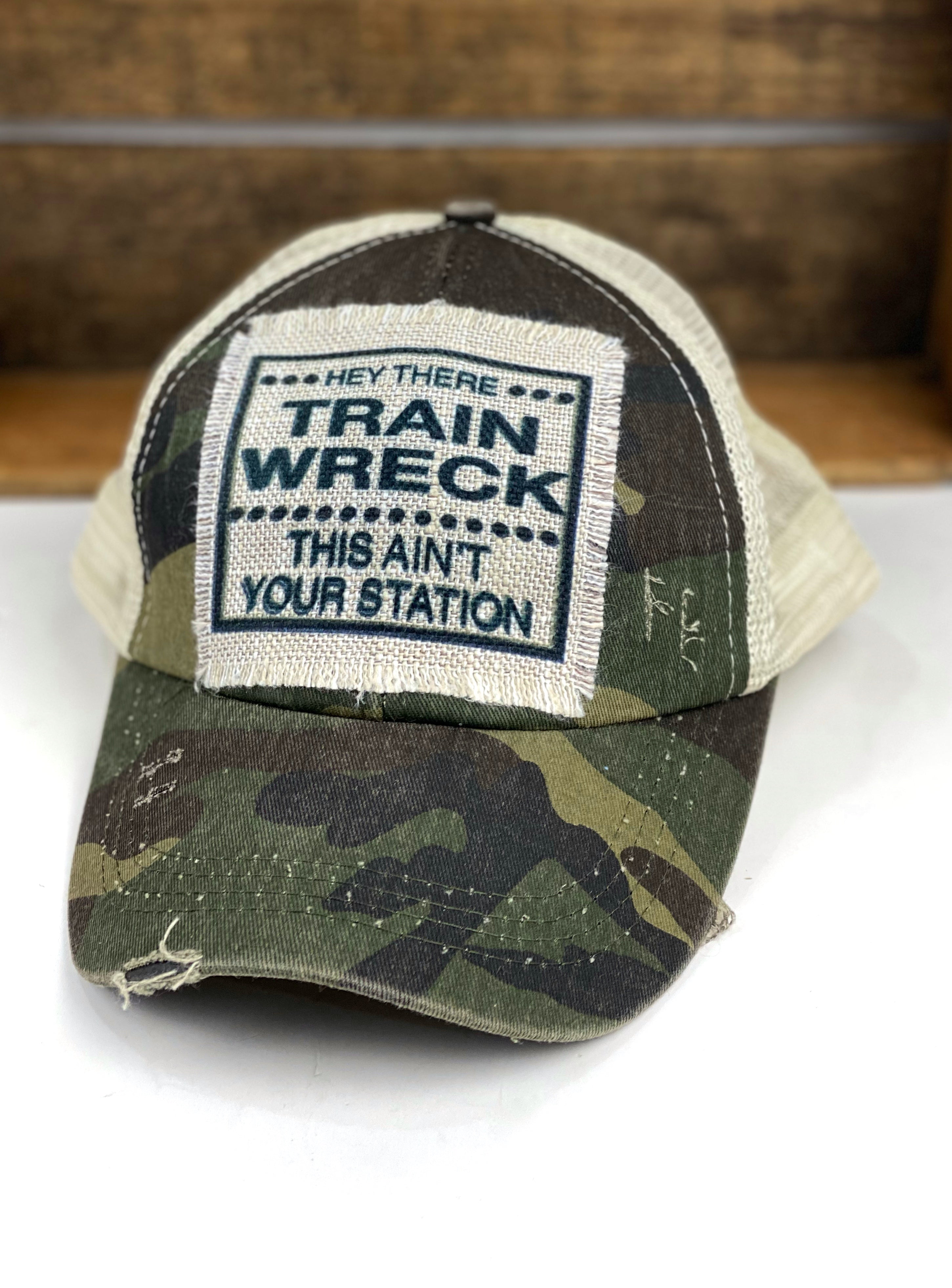 Hey There Trainwreck This Aint Your Station Lightweight Canvas Tote Bag, Leopard Print Mesh Ponytail Baseball Cap, Hat Patch
